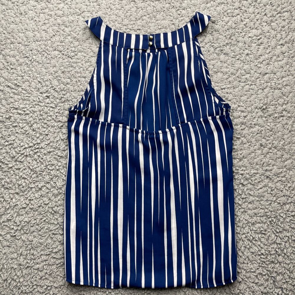 Banana Republic Blouse Top Womens 4 Blue White Striped Sleeveless Keyhole Back - Picture 5 of 7
